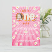 Little Miss ONEderful 1st Birthday Photo Invitatio Kaart (Staand voorkant)