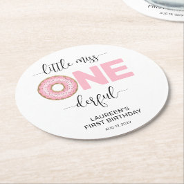 Little Miss Onederful 1st Birthday  Ronde Kartonnen Onderzetter