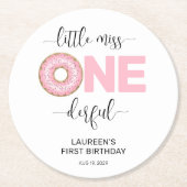 Little Miss Onederful 1st Birthday  Ronde Kartonnen Onderzetter (Voorkant)
