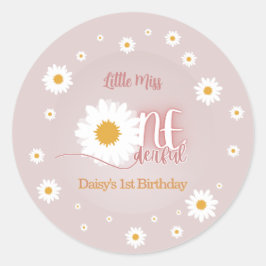 Little Miss Onederful 1st Birthday Ronde Sticker