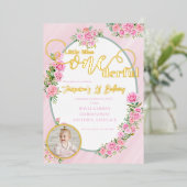 Little Miss ONEderful 1st First Birthday Folie Uitnodiging (Staand Voorkant)