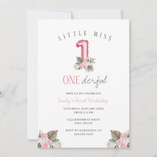 Little Miss ONEderful 1st First Birthday Kaart