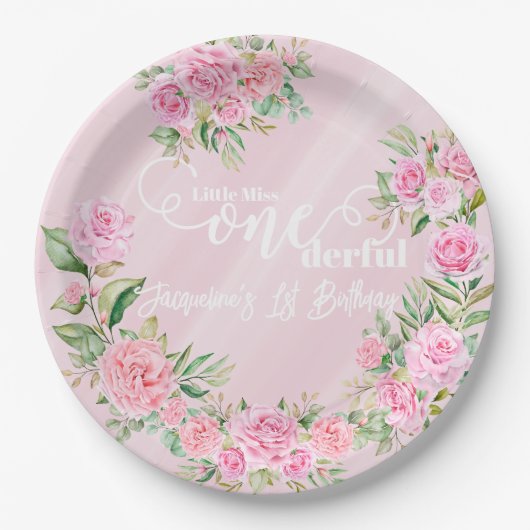 Little Miss ONEderful 1st First Birthday Papieren Bordje (Voorkant)