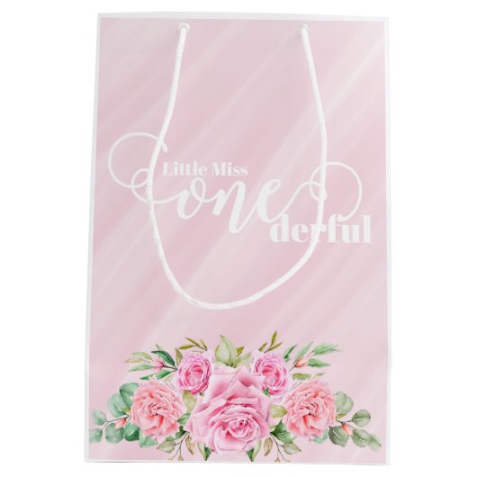 Little Miss ONEderful 1st First Birthday Return Medium Cadeauzakje (Achterkant)