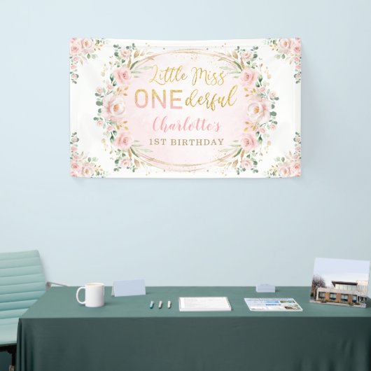 Little Miss ONEderful Birthday Blush Gold Floral Spandoek (Beurs)
