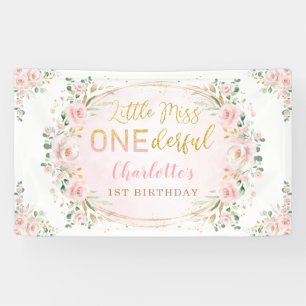 Little Miss ONEderful Birthday Blush Gold Floral Spandoek