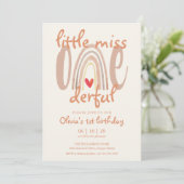 Little Miss Onederful Boho Rainbow 1st Birthday Kaart (Staand voorkant)