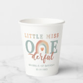 Little Miss Onederful Boho Rainbow Paper Cups – 1s Papieren Bekers (Achterkant)