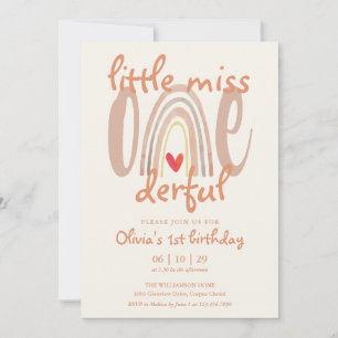Little Miss Onederful Boho Regenboog 1ste Verjaard Kaart