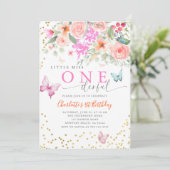 Little Miss Onederful Butterfly Girl 1e verjaardag Kaart (Staand voorkant)