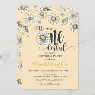 Little Miss ONEderful Daisy Birthday Invitation - Kaart
