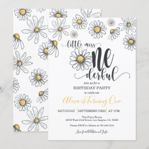 Little Miss ONEderful Daisy Birthday Uitnodiging -