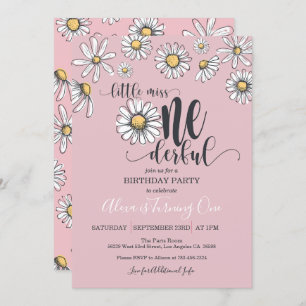 Little Miss ONEderful Daisy Birthday Uitnodiging -