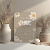 Little Miss ONEderful Daisy Flowers Creme Verjaard Kaart