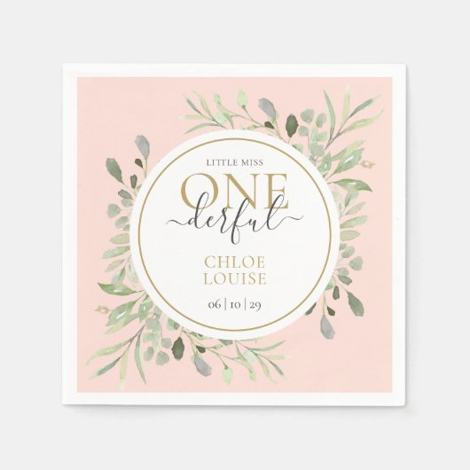 Little Miss ONEderful Elegant Eerste Verjaardag Ro Servet (Voorkant)