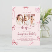 Little Miss Onederful First Birthday Invitation Kaart (Staand voorkant)