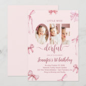 Little Miss Onederful First Birthday Invitation Kaart (Voorkant / Achterkant)