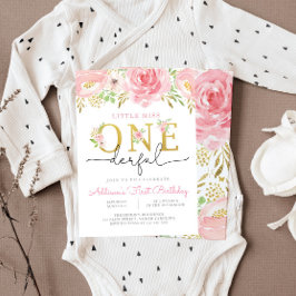 Little Miss ONEderful First Birthday Invitation Kaart