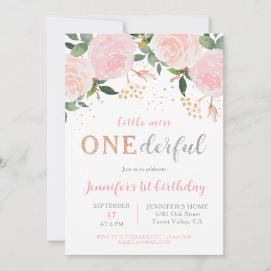 Little Miss Onederful First Birthday Uitnodiging (Voorkant)