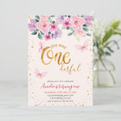 Little miss onederful Floral meisje 1e verjaardag Kaart (Staand voorkant)