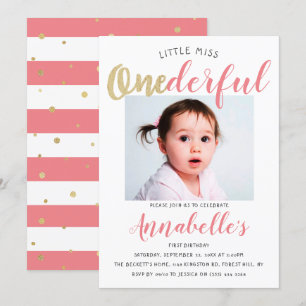 Little Miss Onederful Foto 1st Birthday Kaart