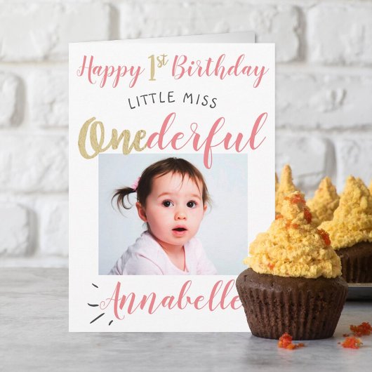 Little Miss Onederful foto 1st Birthday Kaart
