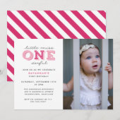 Little Miss Onederful foto 1st Birthday Kaart (Voorkant / Achterkant)