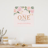 Little Miss Onederful Gold 1st Birthday Sign Poster (Keuken)