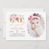 Little Miss ONEderful Gold 1st Verjaardag Foto Kaart (Voorkant)