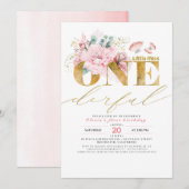 Little Miss ONEderful Gold Glitter 1e verjaardag Kaart (Voorkant / Achterkant)