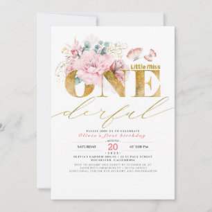 Little Miss ONEderful Gold Glitter 1e verjaardag Kaart