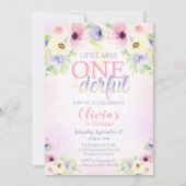 Little Miss Onederful Invitation Girl 1st Kaart (Voorkant)