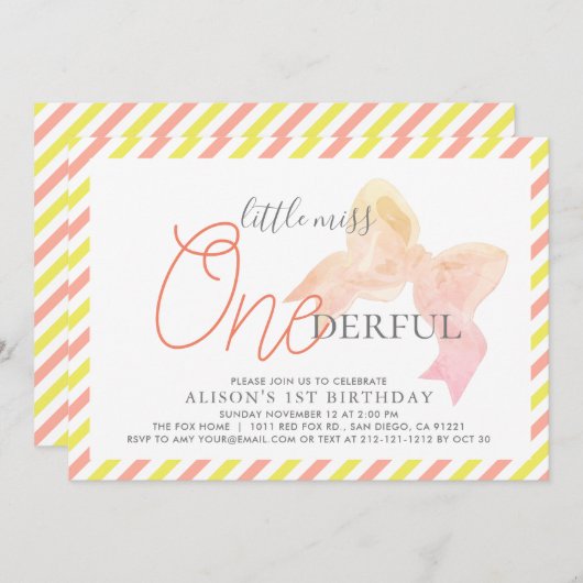 Little Miss ONEderful meisje 1e verjaardag Kaart (Voorkant / Achterkant)