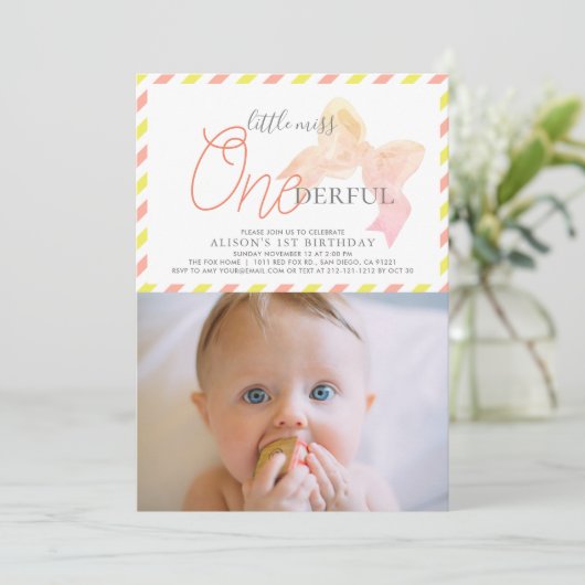 Little Miss ONEderful Meisje Foto 1e Verjaardag Kaart (Staand voorkant)