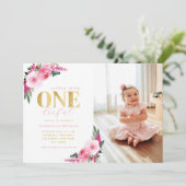 Little Miss Onederful Painted Floral 1e verjaardag Kaart (Staand voorkant)