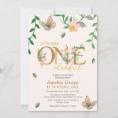 Little Miss Onederful Perzik Bloemen 1e verjaardag Kaart (Voorkant)