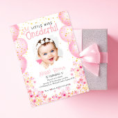 Little miss Onederful Pink 1e verjaardag uitnodigi Kaart