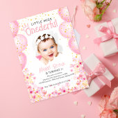 Little miss Onederful Pink 1e verjaardag uitnodigi Kaart