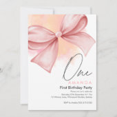 Little miss Onederful Pink 1e verjaardag uitnodigi Kaart (Voorkant)