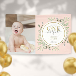 Little Miss ONEderful Pink First Birthday Foto Spandoek