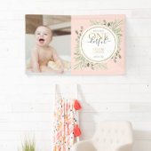 Little Miss ONEderful Pink First Birthday Foto Spandoek (Insitu)