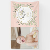 Little Miss ONEderful Pink First Birthday Foto Spandoek (Verticaal)