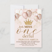 Little Miss ONEderful Pink Gold Crown 1e verjaarda Kaart (Voorkant)