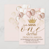 Little Miss ONEderful Pink Gold Crown 1e verjaarda Kaart (Voorkant / Achterkant)