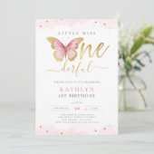 Little Miss Onederful Pink Gold Eerste Verjaardag Kaart (Staand voorkant)