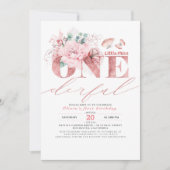 Little Miss ONEderful Roos Gold 1st Birthday Invit Kaart (Voorkant)