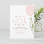 Little Miss Onederful roze ballon 1e verjaardag Kaart (Staand voorkant)