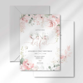 Little Miss Onederful Roze Bloem Uitnodiging