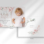 Little Miss Onederful Roze Bloem Uitnodiging