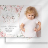 Little Miss Onederful Roze Bloem Uitnodiging